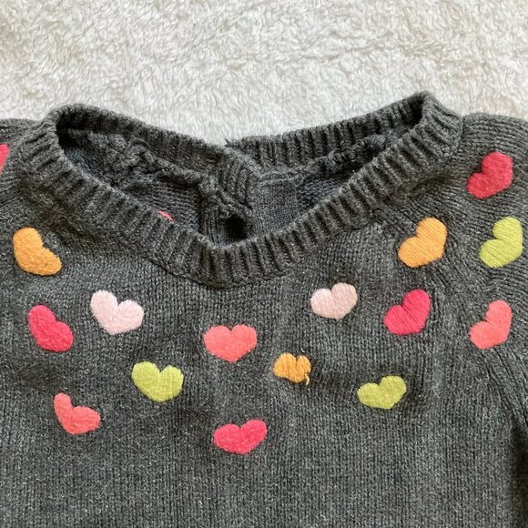 Gymboree 2T Grey Heart Knit Dress Embroidery GUC Toddler Girl - Picture 3 of 16